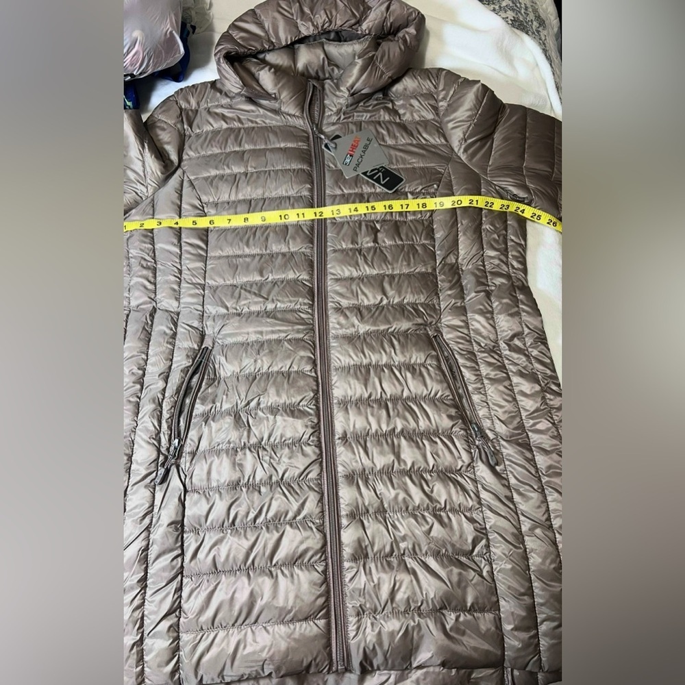 32 Degrees Heat NWT Women's Hooded Packable Down Puffer Jacket Taupe Brown 2X LG - Picture 13 of 14